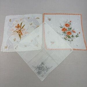 Vintage Floral Handkerchief Set of 3